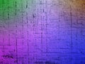The texture of an old brick wall with a stylized multicolored gradient fill