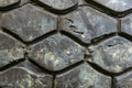 Texture of an old car tire wheel. close up macro Royalty Free Stock Photo