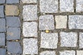 Texture of old Cobbled Pavement close-up. Granite Stone Background Royalty Free Stock Photo