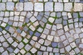 Texture of old Cobbled Pavement close-up. Granite Stone Background Royalty Free Stock Photo