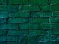 Texture: old brick wall painted in green paint Royalty Free Stock Photo