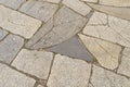 Texture of old cracked gray granite paving slabs Royalty Free Stock Photo