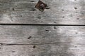 An old and cracked wooden panels with rusty nails, nut and bolt in it as a background Royalty Free Stock Photo