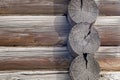 Texture of old log county house wall