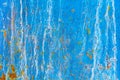 Texture of an old metal blue wall with rust, scratches, cracks, smudges Royalty Free Stock Photo