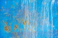 Texture of an old metal blue wall with rust, scratches, cracks, smudges Royalty Free Stock Photo