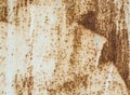 Texture old metal surface painted beige paint with rust Royalty Free Stock Photo