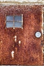 Texture of old paint on rusty metal light box