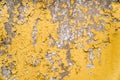 Old painted yellow wall with the cracked paint Royalty Free Stock Photo
