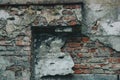 Texture of old peeling gray wall covered with plaster closeup. time breaking background Royalty Free Stock Photo