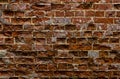 Texture of old red brick wall. Grunge background brick wall. Painted rough wall surface. Shabby building facade with damaged Royalty Free Stock Photo