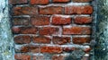 texture of Old red brick wall. Peeling plaster from walls Royalty Free Stock Photo