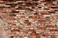 The texture of old red brickwork, broken pieces  from time. Royalty Free Stock Photo