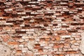 The texture of old red brickwork, broken pieces  from time. Royalty Free Stock Photo