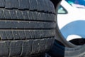 Texture, old rubber, car tire. Royalty Free Stock Photo