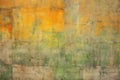 Texture of old rustic wall covered with yellow and green stucco Royalty Free Stock Photo