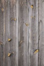 The texture of an old rustic wooden fence made of flat processed boards. Detailed image of a street fence of a rustic type made o Royalty Free Stock Photo