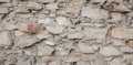 Texture of an old stone wall closeup as background. Antique flat stone natural wall