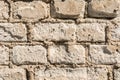Texture of the old wall of brick blocks, scattered brick and brickwork, architecture abstract background Royalty Free Stock Photo