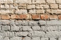 Texture of the old wall of brick blocks, scattered brick and brickwork, architecture abstract background Royalty Free Stock Photo