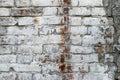 Texture of old white brick wall. Dirty facade of ancient building. Urban background. Royalty Free Stock Photo