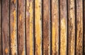 Texture of old wood with cracked paint of yellow and brown color