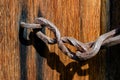 Texture of old wooden door with rusty inserts Royalty Free Stock Photo