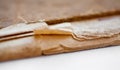 Texture of old yellowed pages end, frayed books Royalty Free Stock Photo