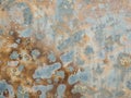 Texture of oxidized metal with brass and aqua patina. Rusty metal surface with streaks of rust. Rusty corrosion. Brown Royalty Free Stock Photo