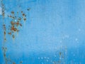 Texture of painted steel metal with rust. Blue rusted steel door Royalty Free Stock Photo
