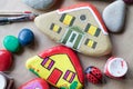 Texture of painted stones as homes Royalty Free Stock Photo