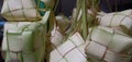 the texture of pandan skin made for food called ketupat. Special eid mubarak food