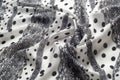 Texture, Pattern, Background. Cloth Cotton. White Fabric, Painted With Black Polka Dots, Black Lace. Black White Grunge Spots Fab