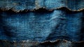 Texture and patterns of deep blue fabric woven with intricate threads Royalty Free Stock Photo