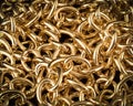texture pile of gold chain. Selective focus