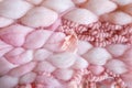 Texture of pink big knit blanket. Large knitting. Plaid merino wool. Top view Royalty Free Stock Photo