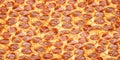 Texture pizza pepperoni. Seamless food wallpaper pizza for your design and print in posters and menu pizzeria, for cafe