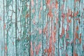 Texture of planks of old wood with peeling green paint Royalty Free Stock Photo