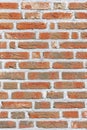 A texture portrait of a red brick masonry wall with cement. The stones are square or rectangular and are of different sizes Royalty Free Stock Photo