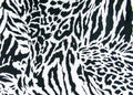 Texture of print fabric striped zebra and leopard for background Royalty Free Stock Photo