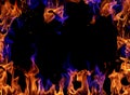 Fire frame. Red and blue flames. Royalty Free Stock Photo