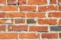 Texture of a red brick wall. Wall of an ancient building made of red burnt brick Royalty Free Stock Photo