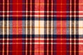 Texture of red checkered fabric. Checkered cotton background Royalty Free Stock Photo