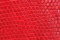 Texture of red leatherette closeup.