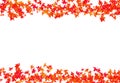 Texture red leaves of a maple woven into a curb frame autumn carina congratulation with a white