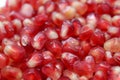 Texture of red pomegranate seeds laid out on the surface