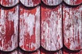 The texture is red wooden shingles. Royalty Free Stock Photo