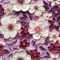 Texture-rich Paper Quilling Wall Of Flowers In Pink And Violets