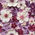 Texture-rich Paper Quilling Wall Of Flowers In Pink And Violets Royalty Free Stock Photo