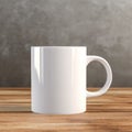 Texture-rich White Coffee Mug Mockup On Wooden Table Royalty Free Stock Photo